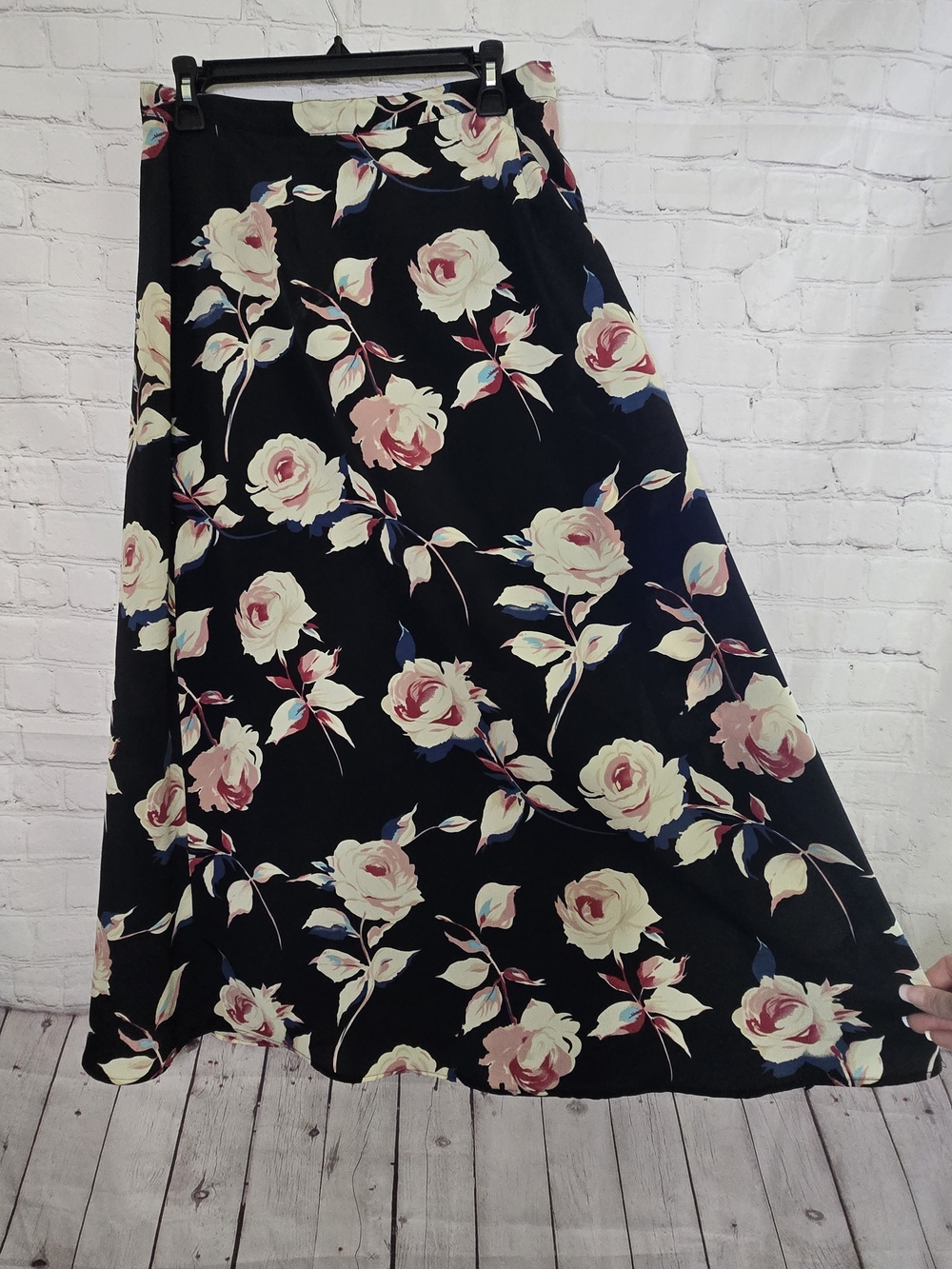 American Vtg 90s y2k soft grunge dark romantic floral whimsigoth maxi skirt Sz L